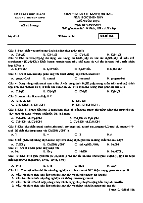 Đề kiểm tra môn Hóa học Lớp 11 ban tự nhiên - Mã đề 186 - Trường THPT An Minh